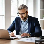 세무사 관련 온라인 강의 비교 - A professional home office setting showing a diverse adult learner focused on an online tax certific...