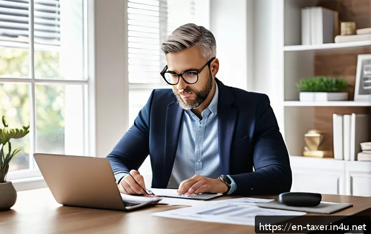 세무사 관련 온라인 강의 비교 - A professional home office setting showing a diverse adult learner focused on an online tax certific...
